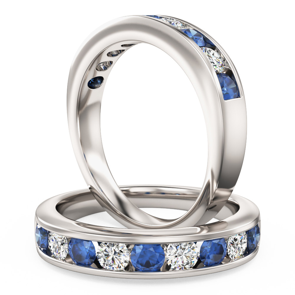 A timeles nine stone sapphire & diamond eternity ring in 18ct white gold