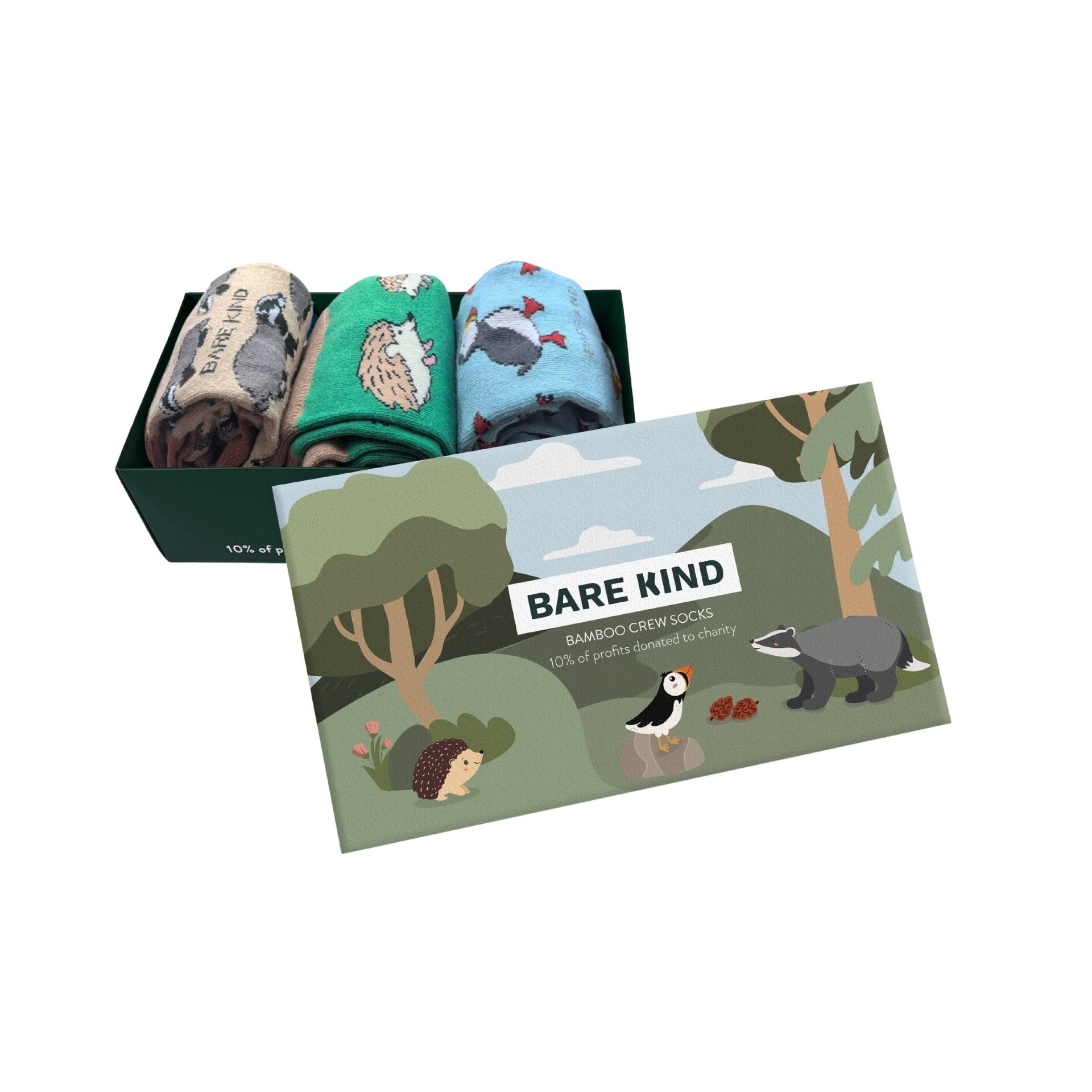 UK Wildlife Bamboo Socks Gift Box of 3 | UK Adult 4-7
