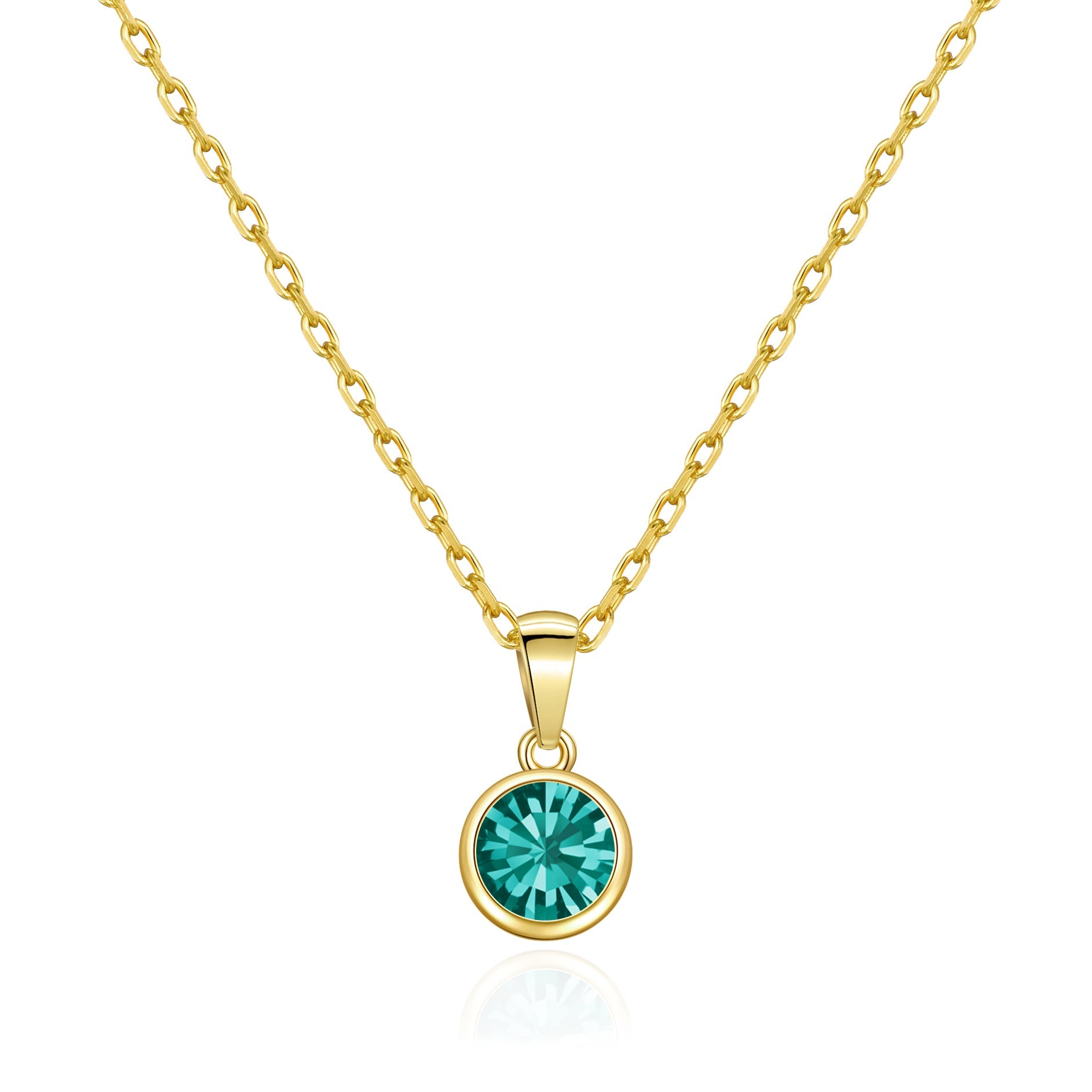 18k Gold Plated Blue Crystal Necklace Created with Zircondia® Crystals