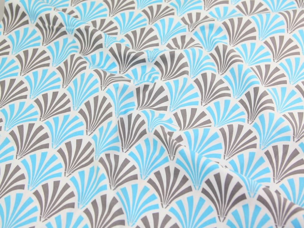 Camelot Fabrics 100% Cotton Poplin Fabric Blue & Grey